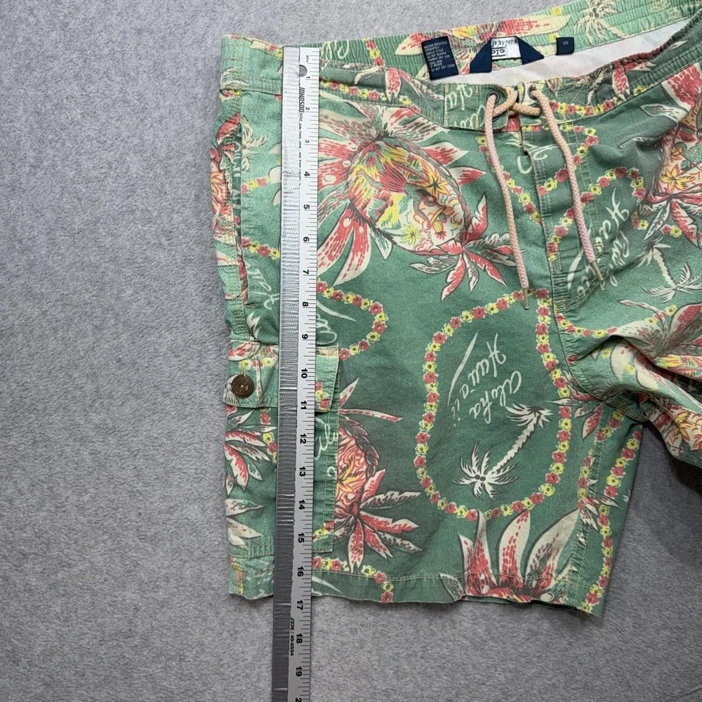 Polo Ralph Lauren Swim Shorts Mens Medium Green Aloha Hawaii Trunks Surf Beach